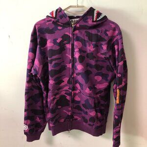 Men's BAPE Color Camo SharkFull Zip Hoodie Purple